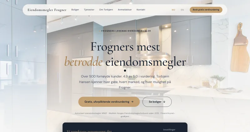 Nettside for Eiendomsmegler Frogner